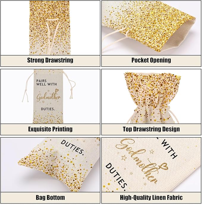 Godmother Gift Godmother Proposal Gift Wine Bag Godparents Gift Will You Be My Godmother for Baptism Women Aunt Bestie Sister Friend Congratulations Wine Bags