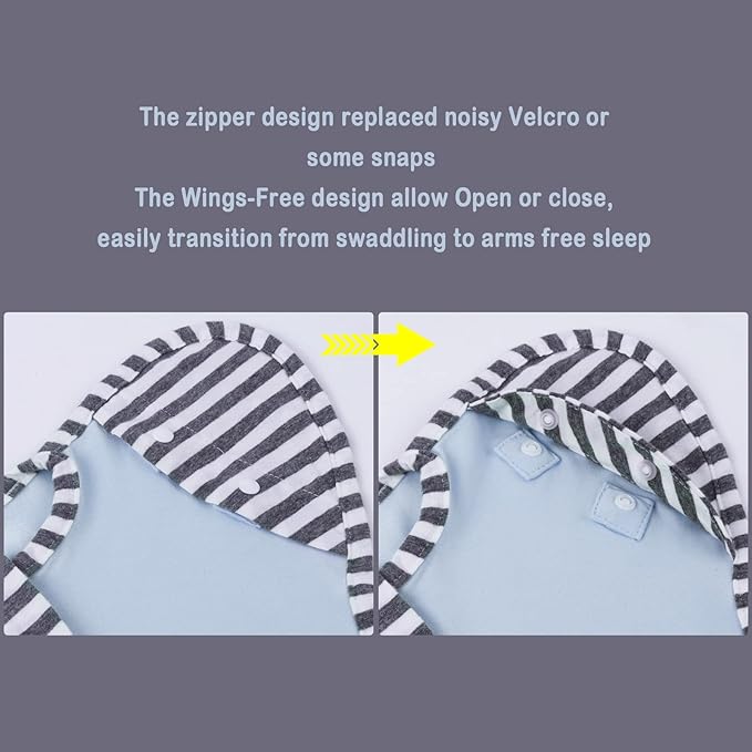 Baby Blanket Sack with Arms Free Design,Transition to Arms Free Wearable for Newborn Girl and Boy, Small 0-3Months, Blue