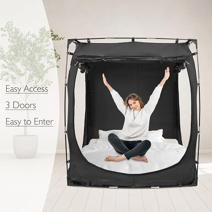 Bed Tent Canopy Twin Size for Adult and Kids Portable Dream Tent Indoor Sleeping Tents 98% Blackout,Breathable Privacy Space on Bed with Three Doors (Mattress Not Included)
