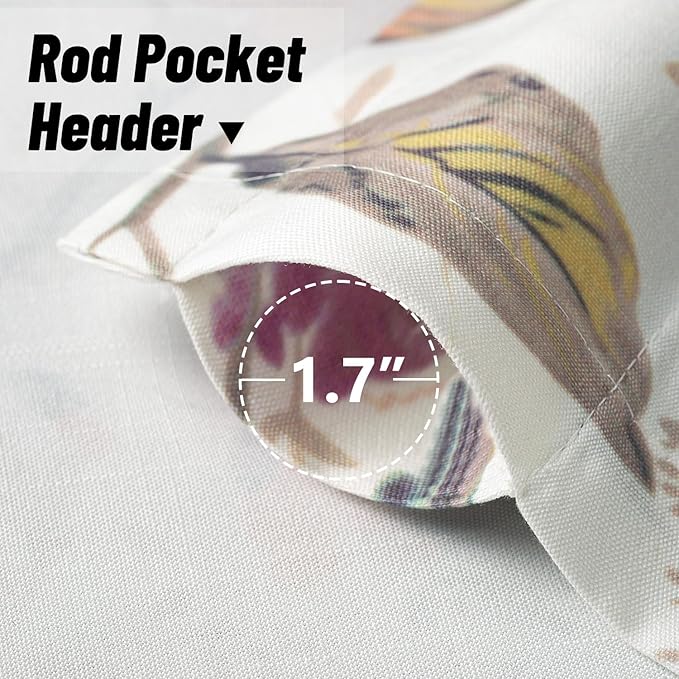 Leeva Window Valances for Laundry Bedroom Living Room, Birds Vines Printed Small Curtains Rod Pocket Vintage Semi-Blackout Valance for Windows, 52 x 18 Inch, Purple Birds, One Panel