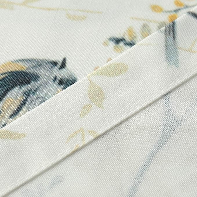 Leeva Elegant Grey Birds Curtain Tiers, Farmhouse Style Linen Textured Short Window Treatment for Bathroom Living Room Cafe, 2 Panels Set, 29 x 24 Inch