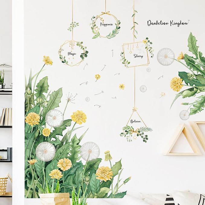 Botanical Green Leaves Wall Stickers Leaf Wall Decals Monstera Leaf Tropical Plants Wall Decals Bedroom Living Room Sofa TV Background Wall Decor