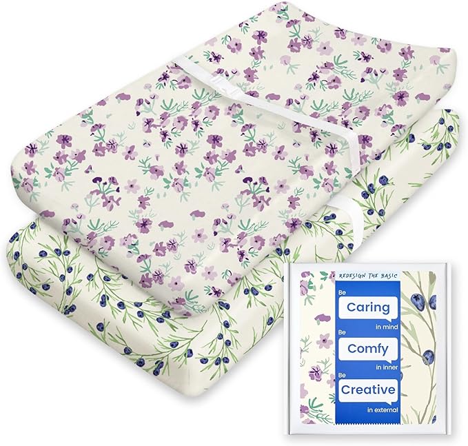 Extra Stretchy Changing Pad Cover, TotBasic Ultra Soft Premium Jersey Knit Changing Pad Sheets, Unisex for Boys and Girls, Safety Strap, Fits All Standard Changing Tables/Dresser Tops - 2 Pack (Berry)