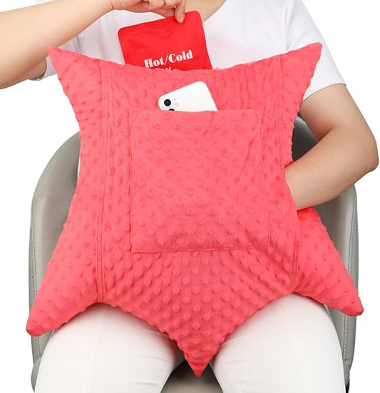 Star Hysterectomy Pillow Abdominal Recovery Pillows for C-Section Tummy Tuck Lumpectomy Myomectomy Belly Surgery Must Haves Shock Absorbing Cough Cushion Patients Gifts Minky Dot Red