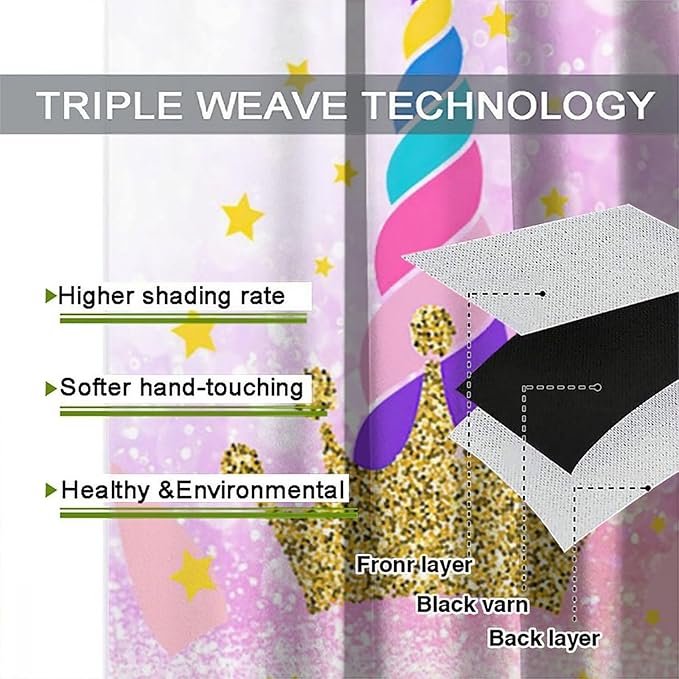 Kids Unicorn Curtains Kids Girls Boys Rainbow Unicorn Pattern Blackout Curtains Bedroom Curtains 63x72 Inches 2 Panels