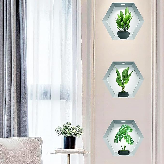 3D Vivid Green Plants Wall Decal, Removable Green Leaves Wall Sticker for Bedroom Living Room Office Bathroom Kitchen Home Decor(Plant3)