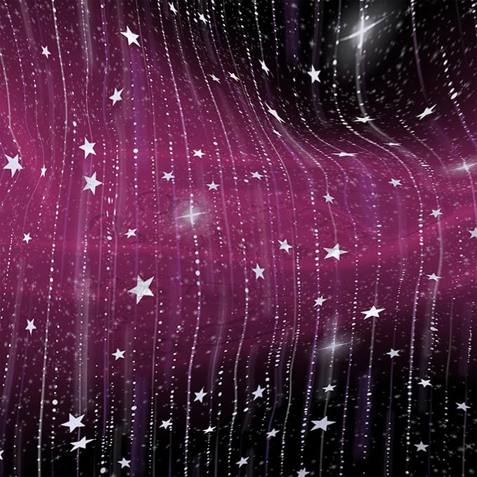 AILONEN White Star Shower Curtain,Dreamy Starry Sky Bathroom Fabric Shower Curtain for Girls Boys Kids Teens, 72" W*72" H Black and Purple Theme Bathroom Decor