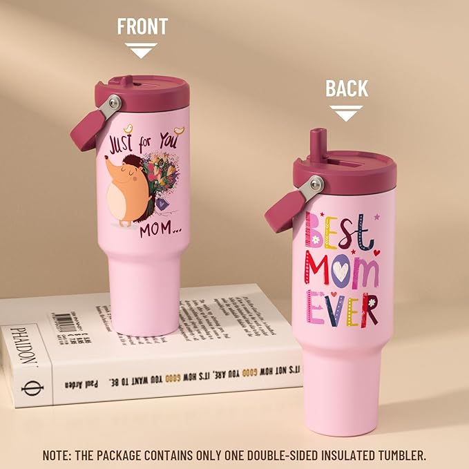 Gifts for Mom, Mothers Day Gifts for Mom from Son or Daughter - Birthday Gifts, Christmas Gifts, Mother's Day Gifts - 40 oz Tumbler with Lid and Straw (Hedgehog)