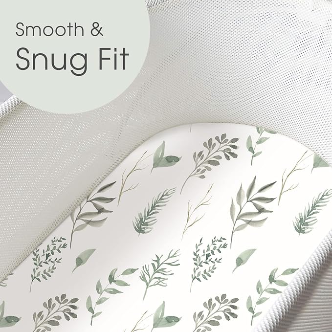 GRSSDER Stretchy Ultra Soft Fitted Bassinet Sheet Set 2 Pack, Universal Fit for Bassinets Baby Cradle Moses Basket Oval Rectangle Mattress, Watercolor Daisy Flowers Bassinet Sheets for Girls