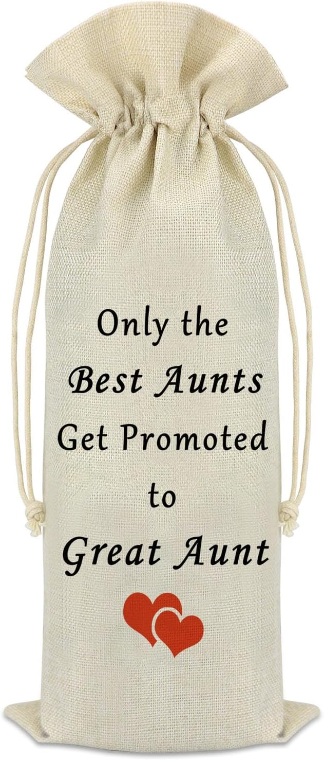 New Aunt Gift Wine Bag Auntie to be Gift Pregnancy Announcements for Aunt Only The Best Aunts Get Promoted to Great Aunt Wine Bottle Bag Mother's Day Baby Shower Christmas Birthday Gift for Aunt