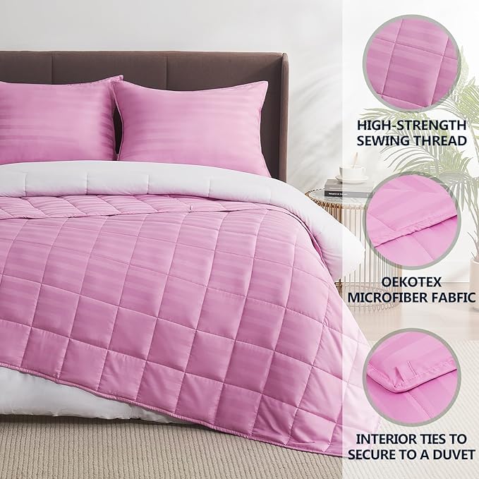 Weighted Blanket for Adult,25lbs Heavy Weighted Blanket 60"x80" Breathable Cooling Summer Blankets, Ultra Soft Cotton Comfort Throw Blanket with Glass Beads for All-Season (Pink)