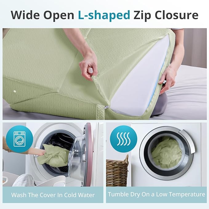 Sasttie Wedge Pillow for Sleep Apnea, 10 Inch Adjustable Bed Wedge Pillow for Back Pain, Acid Reflux Relief, Memory Foam Triangle Pillow Wedge for Sleeping, Post Surgery, Knee Elevation, Sag