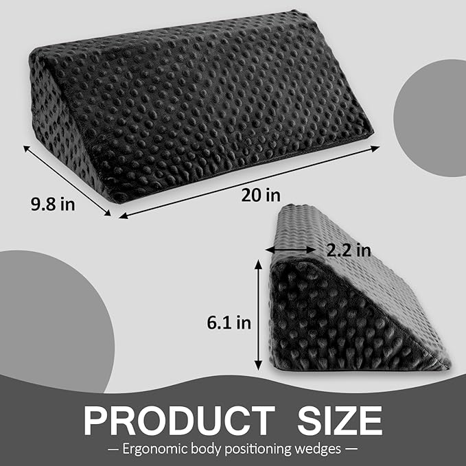Wedge Pillow for Side Sleeping, Body Positioning Foam Wedge Pillow, Side Wedge Pillow for Sleeping Non-Slip Back Positioning Pillow for Bed Sore Wedge (Black)