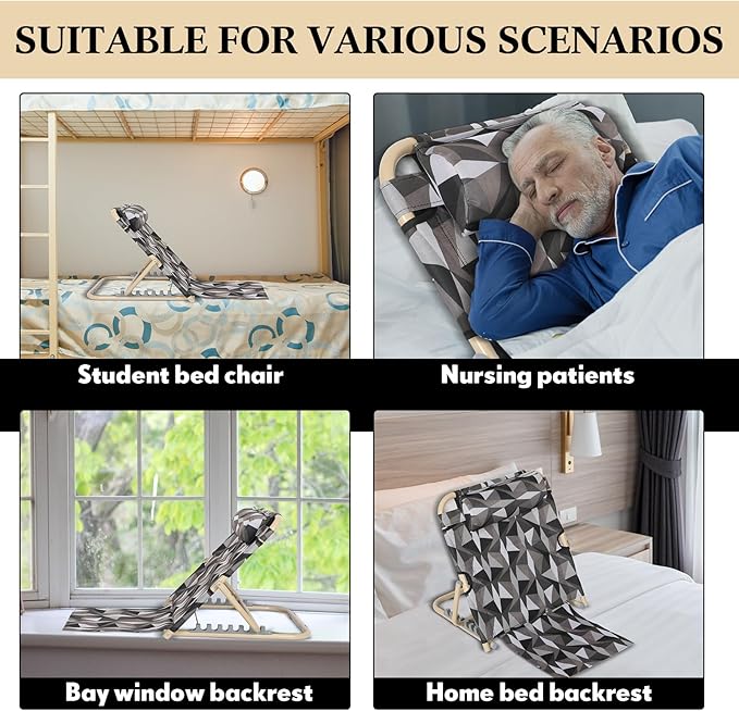 Lifting Bed Backrest Portable Folding Adjustable Sit up Back Rest Multifunction Chair for Bed Change Angle of Backrest for Elderly Patients Back Neck Lumbar Support (Mixed Color,23.6 Inch)
