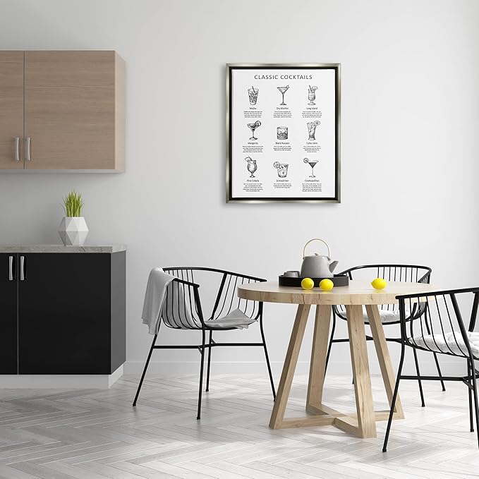 Stupell Industries Classic Cocktails Mixed Drinks Kitchen Bar Sign Chart, Design by Lettered and Lined