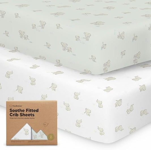2-Pack Organic Crib Sheets for Boys, Girls - Jersey Fitted Crib Sheet, Baby Crib Sheets Neutral, Crib Mattress Sheet, Cotton Crib Sheets, Breathable Crib Sheet, Baby Mattress Sheets (Elly)
