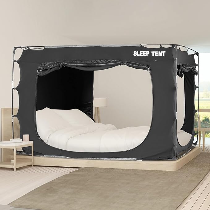 Bed Tent Canopy Queen Size for Adult and Kids Portable Dream Tent Indoor Sleeping Tents 98% Blackout,Breathable Privacy Space on Bed with Three Doors (Mattress Not Included)