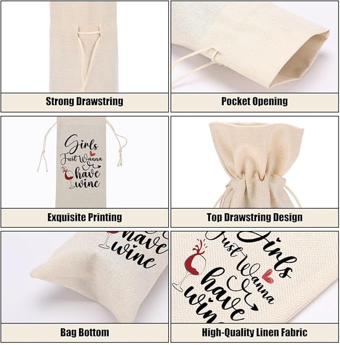 Funny Wine Quotes Wine Bag Wine Tasting Party Supplies for Wine Lovers Women Men Bride Groom Friend Girl Christmas Birthday Wedding Bachelorrette Party Wine Bags