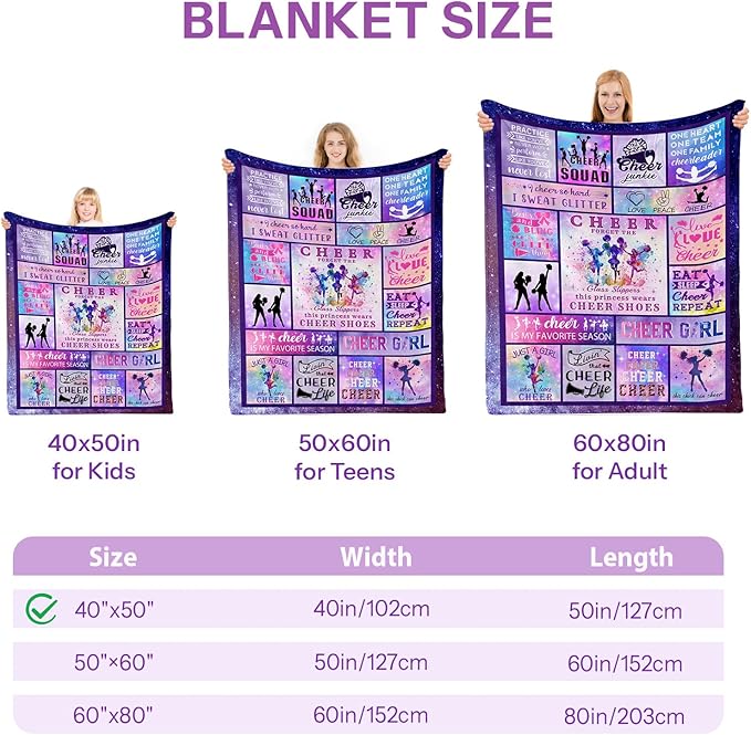 Cheer Gifts, Cheerleader Gifts for Girls, Cheerleader Gifts, Cheer Gifts for Girls, Cheer Coach Gift, Cheer Up Gifts for Women, Cheerleading Gifts Ideas, Cheer Blankets for Girls 40"x50"