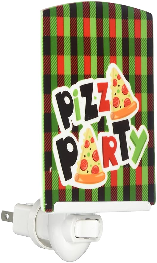 Caroline's Treasures BB7059CNL Pizza Party Ceramic Night Light Compact, UL-Certified, Ideal for Bedroom, Bathroom, Nursery, Hallway, Kitchen, 6x4x3, Multicolor