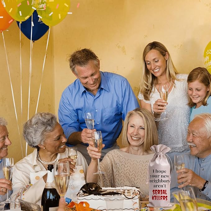 I Hope Your New Neighbors Aren't SERIAL KILLERS New Home Gifts Drawstring Wine Bag Reusable Wine Wrapping Bags New House Congratulations Housewarming Party Supplies