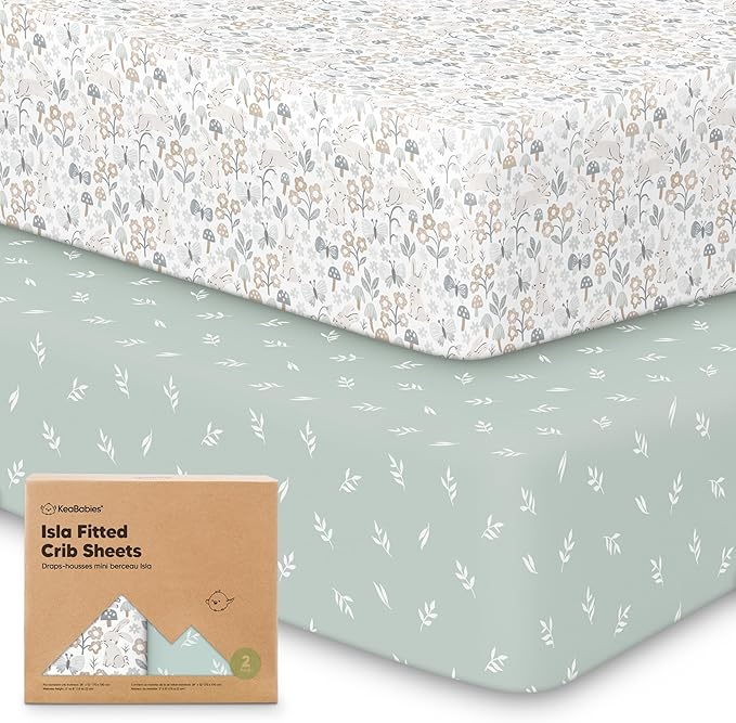 2-Pack Crib Sheets for Boys,Girls - Viscose Derived from Bamboo Fitted Crib Sheet, Organic Baby Crib Sheets, Crib Mattress Sheet,Toddler Bed Sheets, Baby Sheets for Crib Fitted Sheets (Prairie)