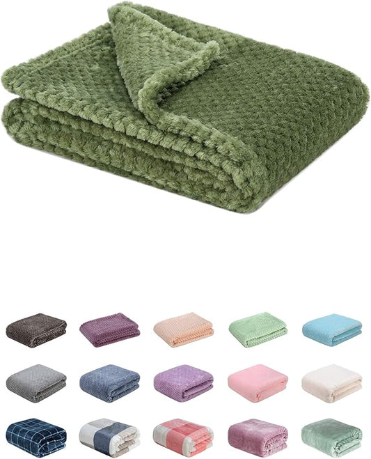 Fuzzy Blanket or Fluffy Blanket for Baby, Soft Warm Cozy Coral Fleece Toddler, Infant or Newborn Receiving Blanket for Crib, Stroller, Travel, Decorative (28Wx40L, XS-Olive Green)