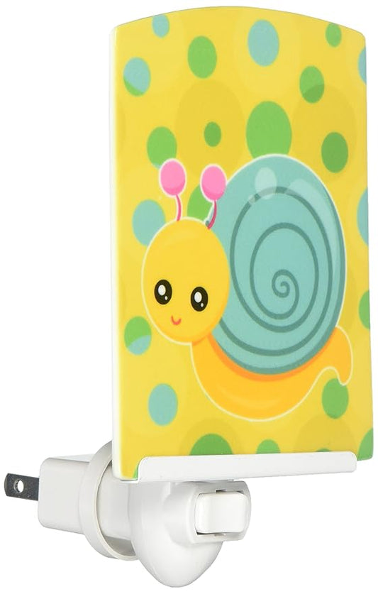 Caroline's Treasures BB7104CNL Snail on Polkadots Ceramic Night Light Compact, UL-Certified, Ideal for Bedroom, Bathroom, Nursery, Hallway, Kitchen, 6x4x3, Multicolor