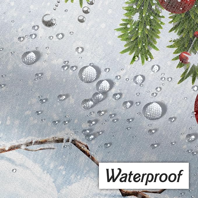 Funny Christmas Shower Curtain for Bathroom Snowman Snowflake Red Christmas Ball Winter Holiday Kids Bathroom Curtain with Hook,72x72 Inch