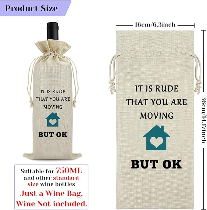 Funny Housewarming Gifts for Women Wine Bag Moving Away Gift for Neighbors Best Friend Family Colleague for Happy House warming Party Decorations Gift for Mother’s Day Christmas Birthday Wine Gift Bag