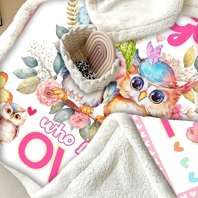 Just A Girl Who Love Owl Blanket Cute Funny Owl Decor Throw Blanket Gifts for Girls Boys Owl Lover Super Warm Soft Plush Bedding Blanket (OWL,50"x 60")
