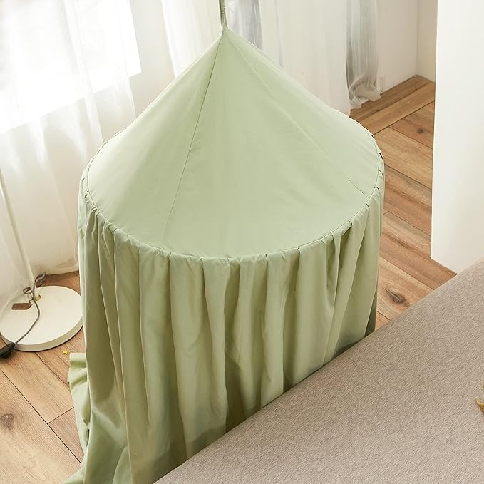 Mengersi Bed Canopy for Girls, Round Dome Canopy Curtains Room Decoration Princess Castle, Dreamy Mosquito Net Bedding (Sage Green)