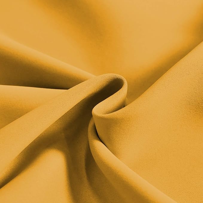 Gold Yellow Valance for Windows 72x18 Inch Solid Thermal Insulated Blackout Rod Pocket Kitchen Short Curtain Toppers Valance for Bathroom Living Room 1 Panel