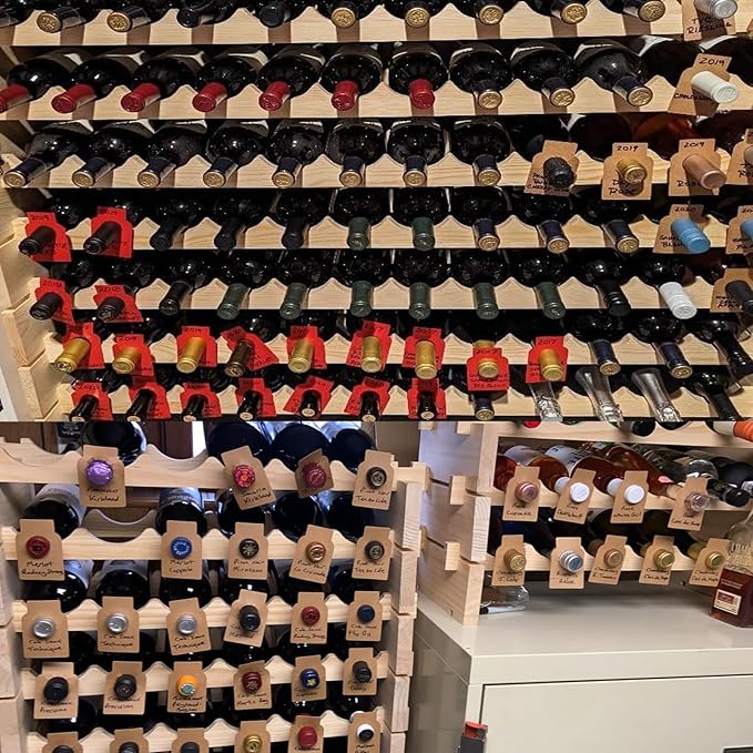 Wine Bottle Tags for Cellar Collection, Champagne,Hanging Labels for Name,Year,Tasting Notes (200Pack-Kraft and Black)