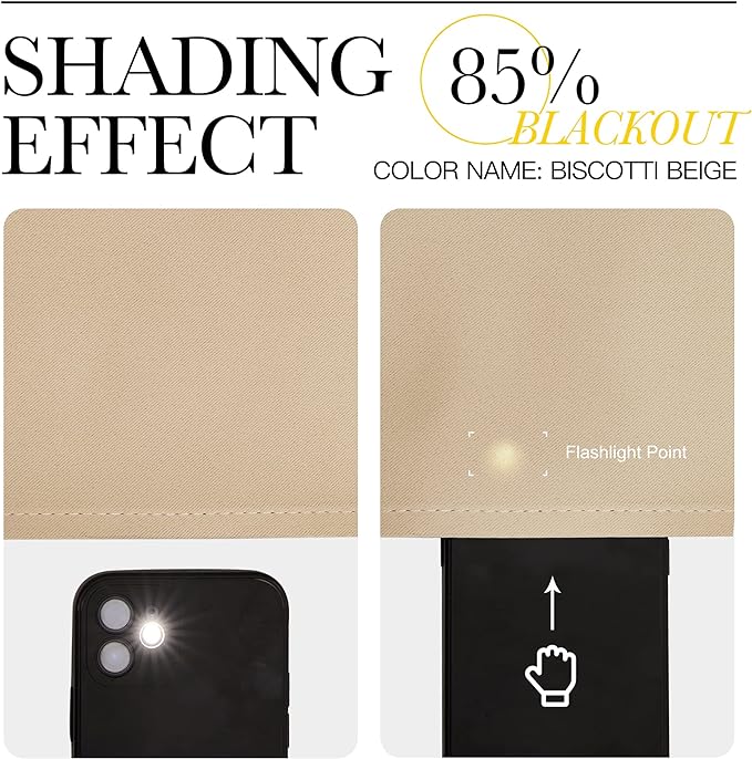 NICETOWN Bedroom Room Darkening Curtains - Triple Weave Microfiber Grommet Top Thermal Insulated Solid Room Darkening Panels/Drapes for Kid's Room (Biscotti Beige, 1 Pair, 55 inches by 90 Inch)