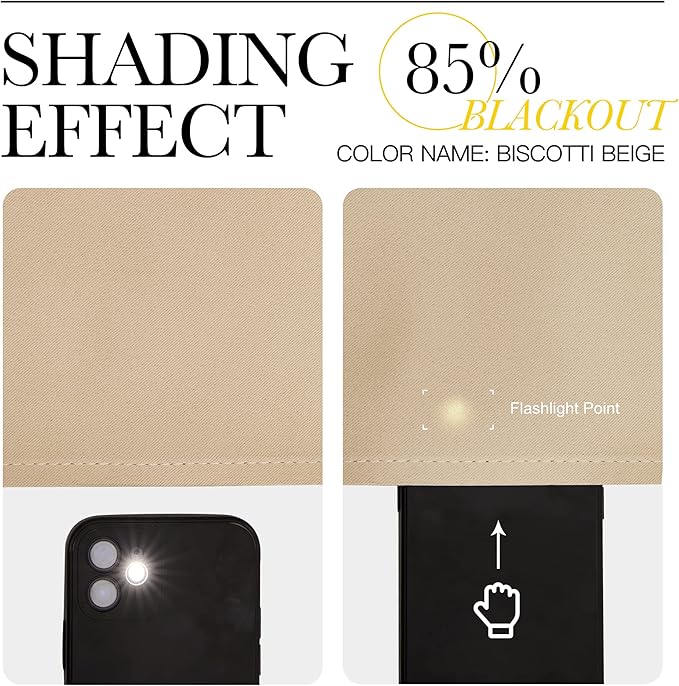 NICETOWN Bedroom Room Darkening Curtains, Biscotti Beige, 1 Pair, 55 inches by 108 Inch, Triple Weave Microfiber Grommet Top Thermal Insulated Solid Room Darkening Panels/Drapes for Kid's Room