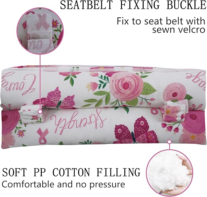 Mastectomy Pillow, Hysterectomy Pillow, Post Heart Surgery Seatbelt Pillow, C Section Recovery Pillow, Port Pillow for Chemo Patients, Pacemaker Seatbelt Protection, Breast Cancer Gifts for Women