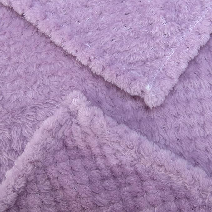 Fuzzy Throw Blanket, Plush Fleece Blankets for Adults, Toddler, Boys and Girls, Warm Soft Blankets and Throws for Bed, Couch, Sofa, Travel and Outdoor, Camping (40Wx60L, M-Lavender)