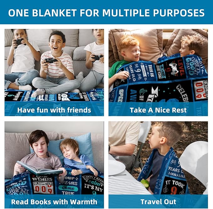 9 Year Old Boy Gifts Birthday Gifts for 9 Year Old Boys, Kids Blanket 50 x 60 Inches Warm Flannel Throw Blankets for Boys 9 Year Old Boy Birthday Gifts Ideas