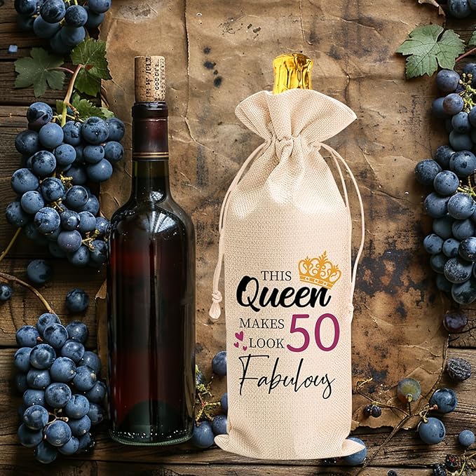 comfit 50th Birthday Wine Bag Gifts for Her,Make 50 Look Fabulous,50th Birthday Wine Bag,50th Birthday,Birthday Decorations
