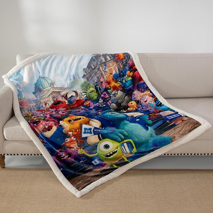 COSUSKET Throw Blanket, Kids Sulley Sullivan Sherpa Super Soft Fuzzy Plush Blanket Mike Wazowski 50 x 60 Inches Boys Girls Gifts