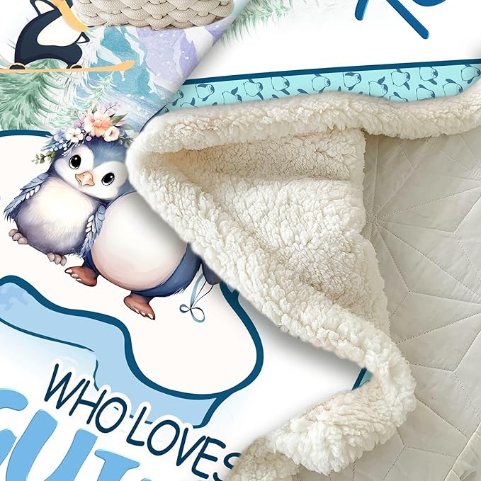 Just A Girl Who Love Penguin Blanket Cute Funny Penguin Decor Throw Blanket Gifts for Girls Boys Penguin Lover Super Warm Soft Plush Bedding Blanket (PENGUIN,50"x 60")