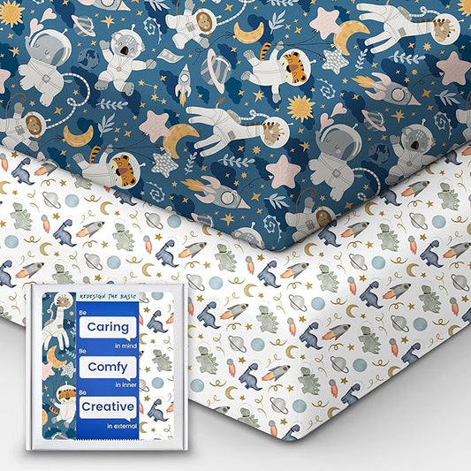 Premium Fitted Baby Boy Crib Sheets for Standard Crib Mattress - Ultra-Soft Jersey Knit Crib Mattress Sheet, Safe and Snug, Durable, Stylish Crib Sheet, 28''x52''x9'' Extra Deep Pocket