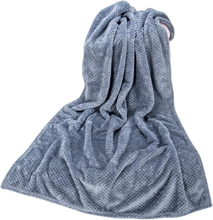 Fuzzy Throw Blanket, Plush Fleece Blankets for Adults, Toddler, Boys and Girls, Warm Soft Blankets and Throws for Bed, Couch, Sofa, Travel and Outdoor, Camping (40Wx60L, M-Smoked Blue)