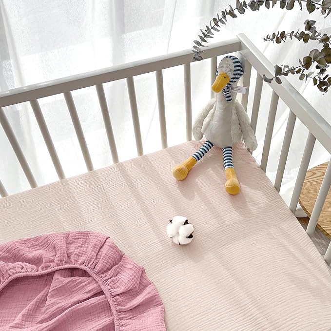 Lulu moon Muslin Crib Sheets - Fitted Crib Mattress Sheets for Boys and Girl - 28"x 52", 2 Pack
