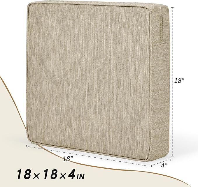 baibu 18"x 18"x 4" Dual-Layer Gel Memory Foam Chair Seat Cushion for Recliners, Couches, Armchairs, Extra Large Non-Slip Chair Cushions for Seniors, Washable, Beige