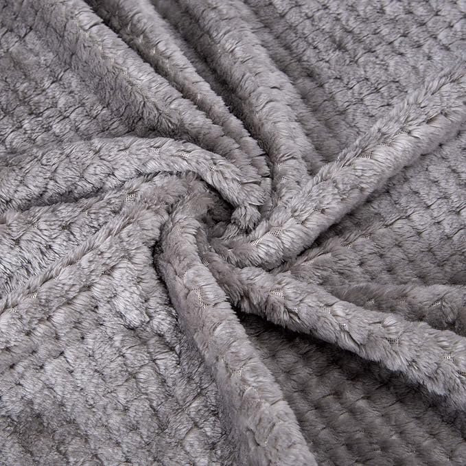 Fuzzy Throw Blanket, Plush Fleece Blankets for adults, Toddler, boys and Girls, Warm Soft Blankets and Throws for Bed, Couch, Sofa, Travel and Outdoor, Camping (Queen(80"x90"), XXL-Flint Gray)