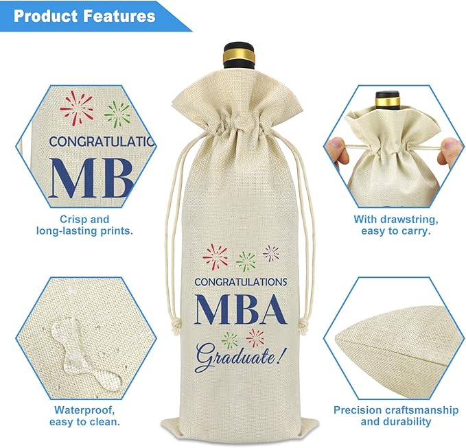 Graduation Gift for Master of Business Administration Degree Students Graduation Party Decorative Wine Bag Masters Degree Gift MBA Graduation Gifts for Best Friend Daughter Cousin Sister Graduate Gift