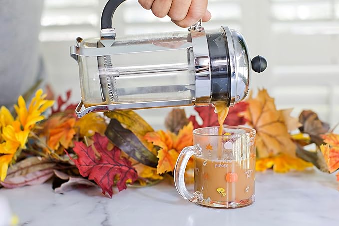 Pearhead Glass Harvest Mug, Halloween Home Décor, Coffee And Tea Glass Mug, Fall Drinkware Accessories, Seasonal Mug, 12 oz.