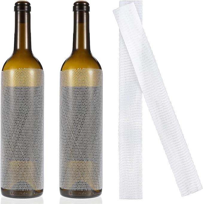 Wine Mesh Protective Sleeves, 30 Pcs 8.7 Inch Mesh Liquor Bottles Protector Keep Bottles Safe White PE Net Sleeves for Travel Glass Bottle